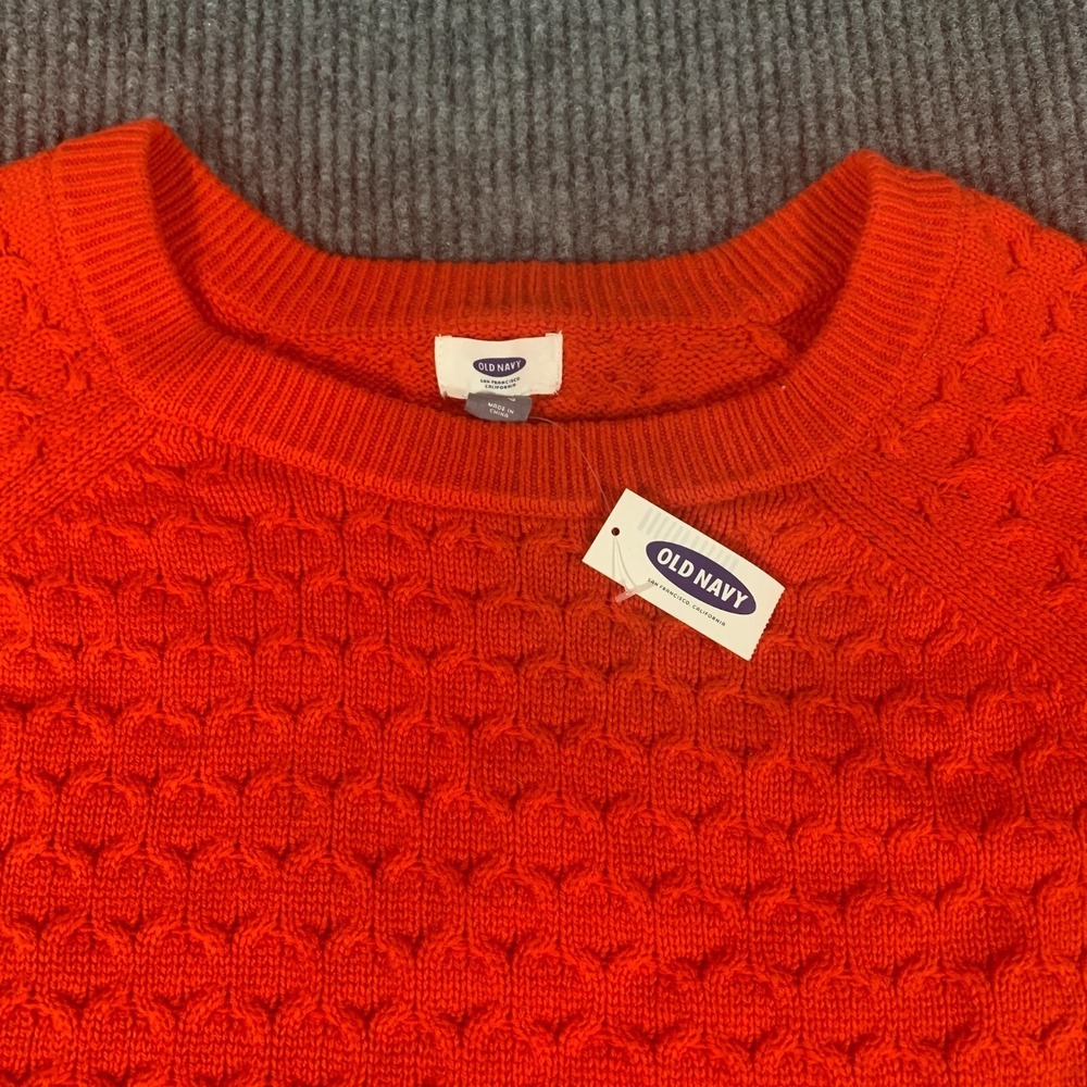 Old Navy Sweater Womens 2XL Red Pullover Cable Knit Cotton Blend Lightweight NWT